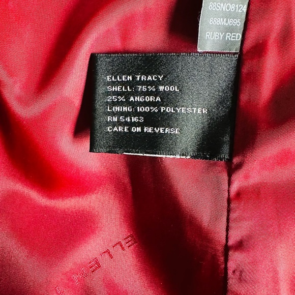 Ellen Tracy Wool Red Coat Size 8 - Picture 6 of 6